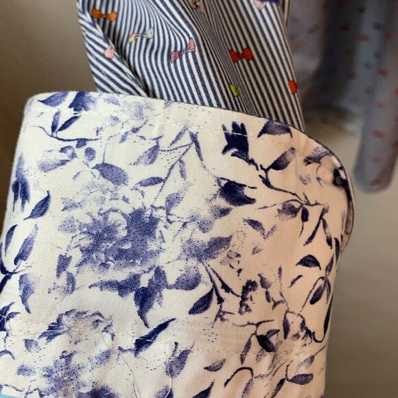Luchiano Visconti Navy White Striped Multicolor Bow-Tie Print Dress Shirt XXL - Picture 6 of 15